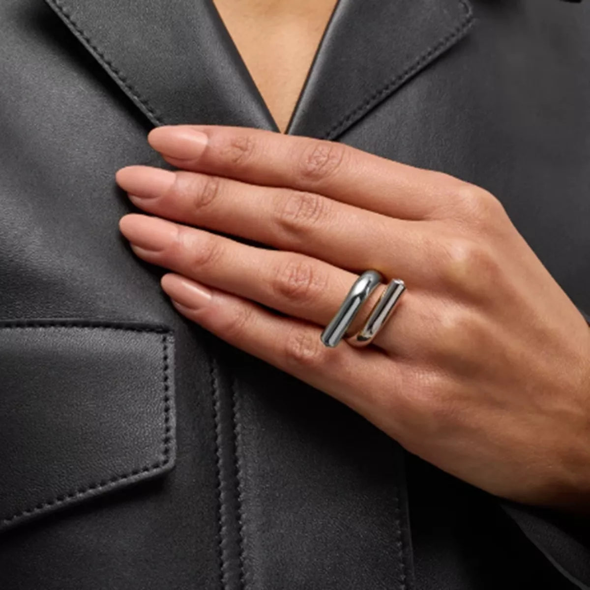 Stainless steel bypass ring from Plush Fashion Hub featuring a sleek, modern design suitable for everyday wear.