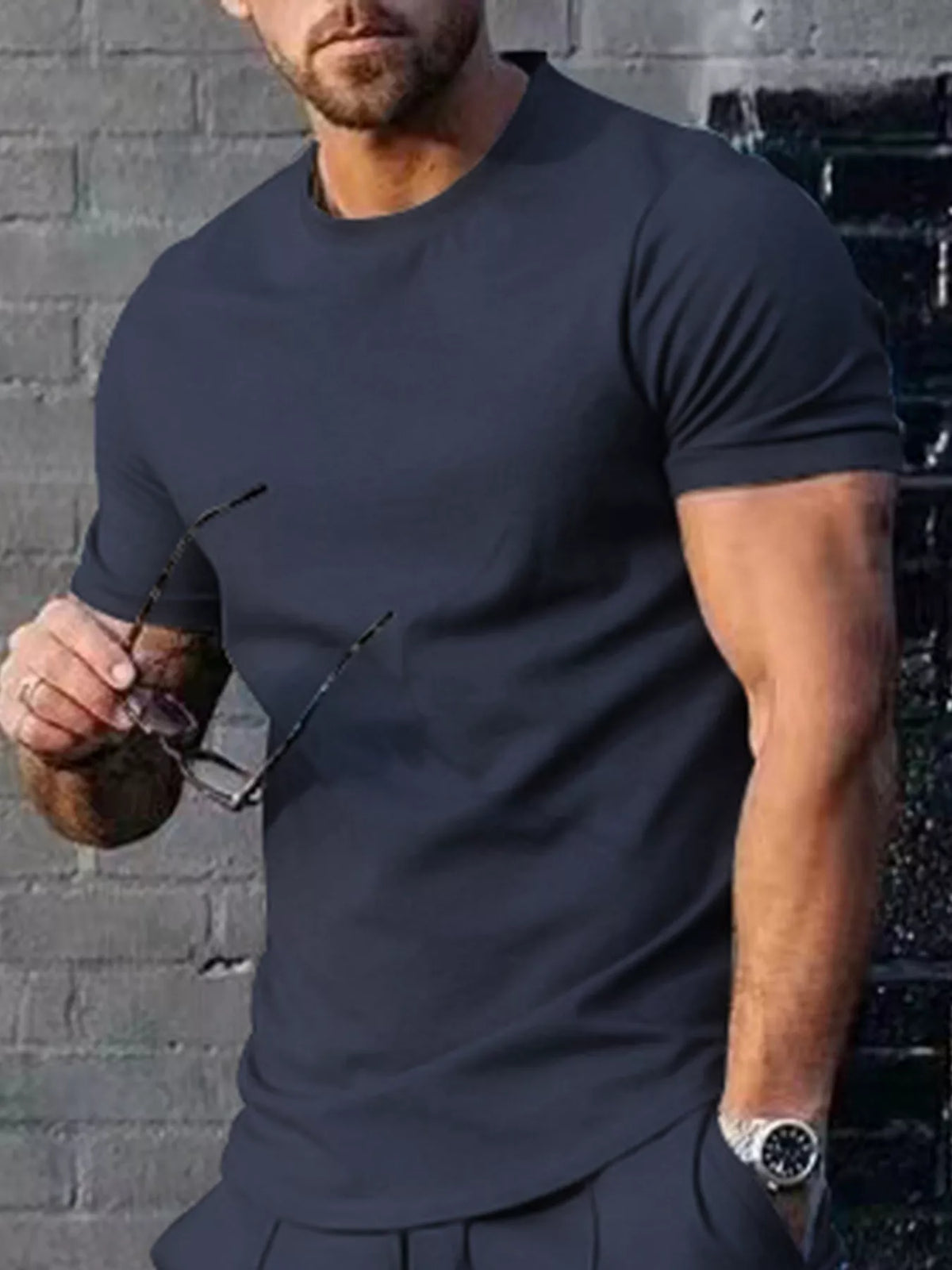 Men's plus size casual T-shirt in solid color from Plush Fashion Hub, front view showing comfortable fit and simple design.