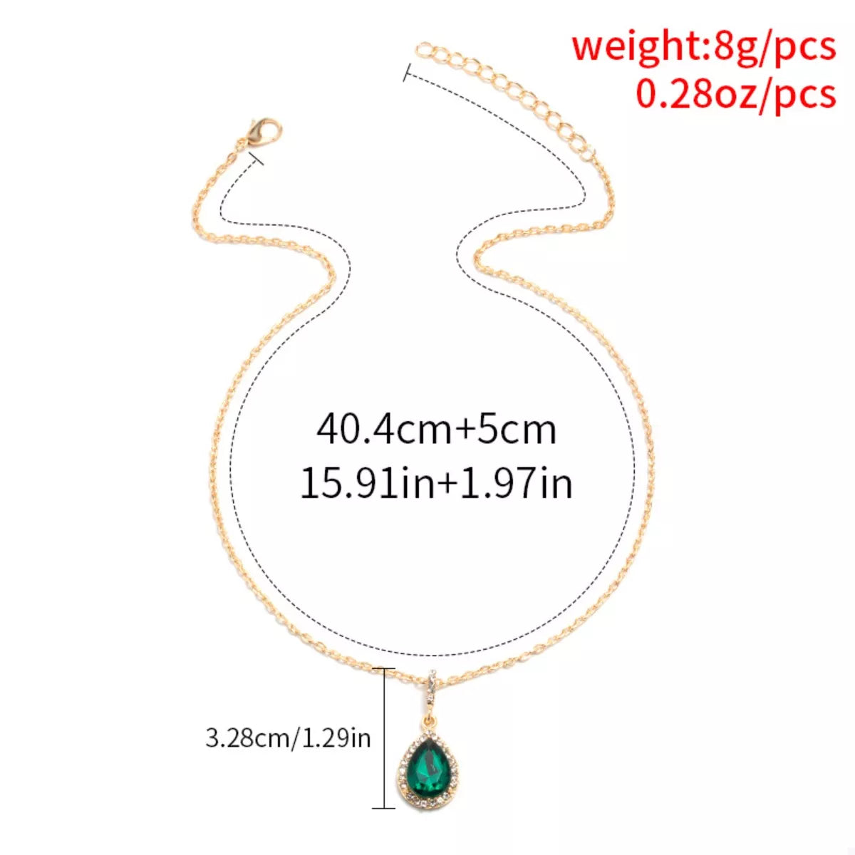 18K gold-plated teardrop pendant necklace with delicate chain, stylish jewelry by Plush Fashion Hub.