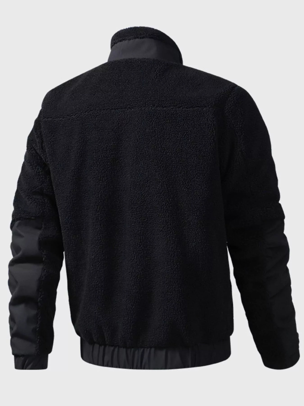 Men's Sherpa fleece zip-up jacket by Simply Love, featuring a cozy fleece interior and a front zipper for warmth and comfort.