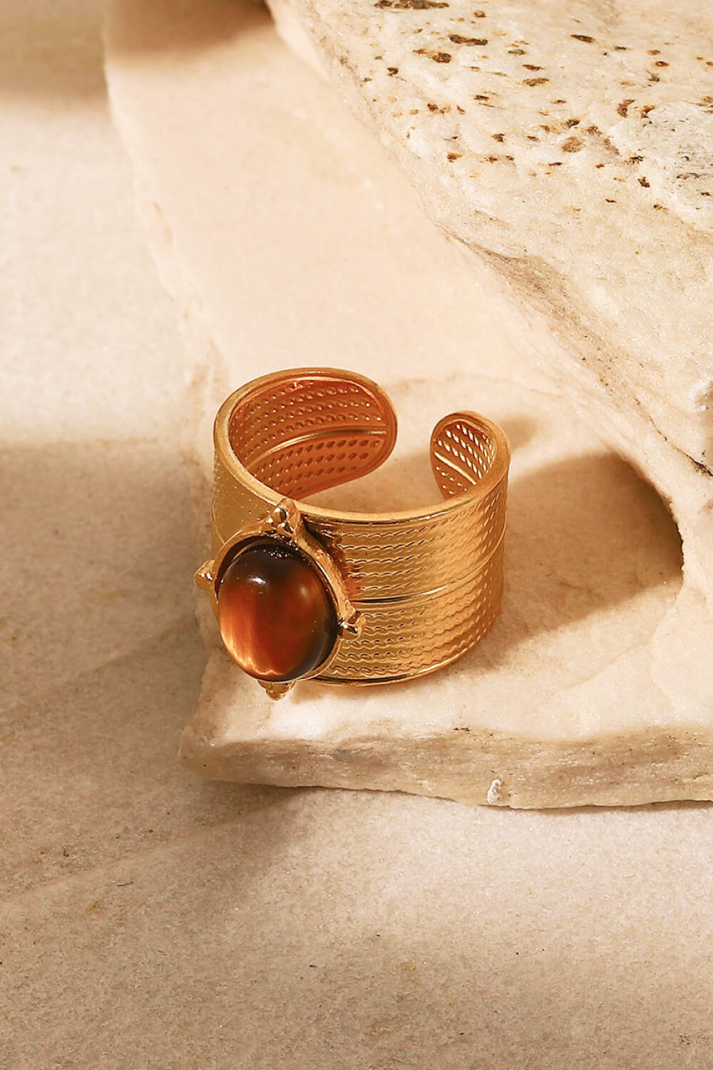 18K gold-plated wide open ring from Plush Fashion Hub, showcasing a sleek, modern design with smooth, shiny finish.