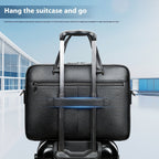 Pi-Mart men's horizontal leather briefcase with large capacity, 17-inch computer bag, made from first-layer cowhide leather.
