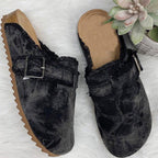Leopard print LadyShow.Store slip-on shoes with half-support design and peasant-inspired style, shown in a side view.