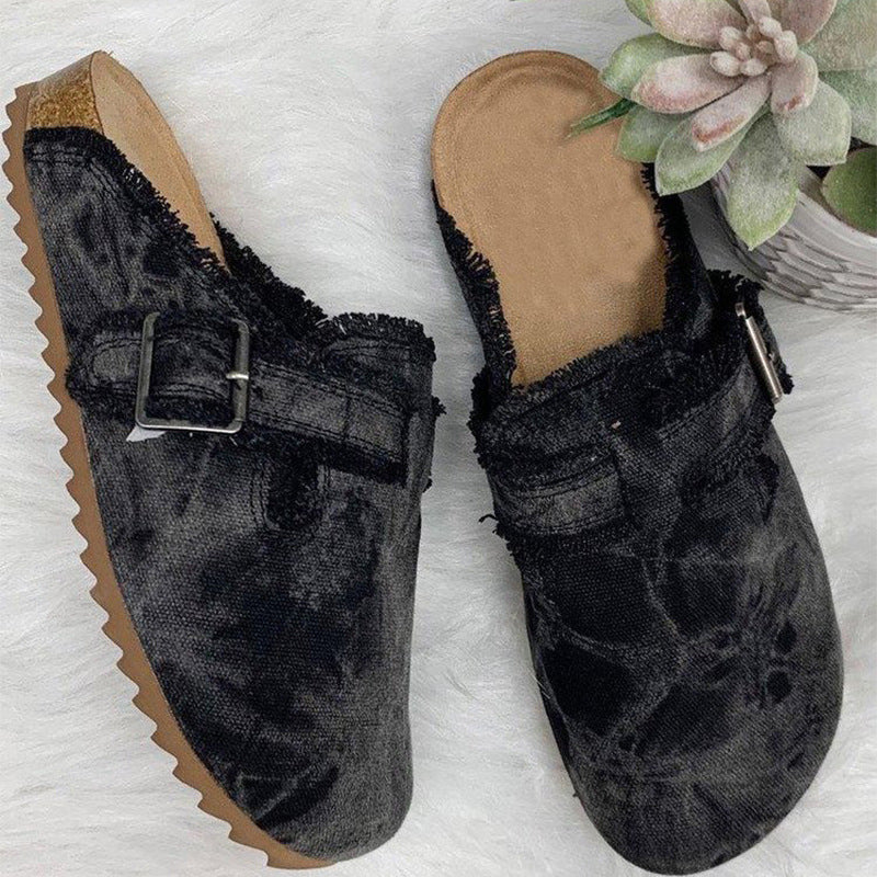 Leopard print Baotou slip-on shoes with half-support design by LadyShow.Store, featuring a stylish, comfortable shoe silhouette.