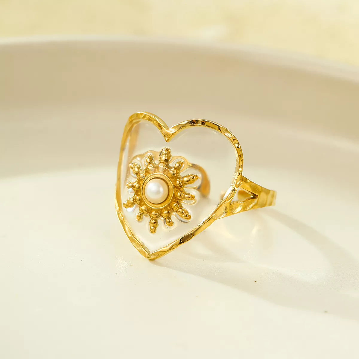 18K gold-plated open adjustable ring from Plush Fashion Hub with a sleek, minimalist design on a white background.