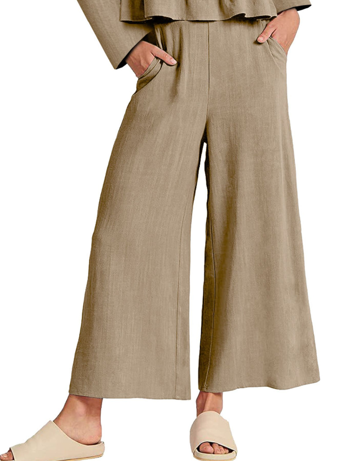 Plush Fashion Hub women's long sleeve ruffled hem top and matching pants lounge set with pockets, comfortable and stylish.
