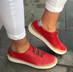 Large size casual canvas loafers for women, European and American style, featuring comfortable slip-on design and neutral color.