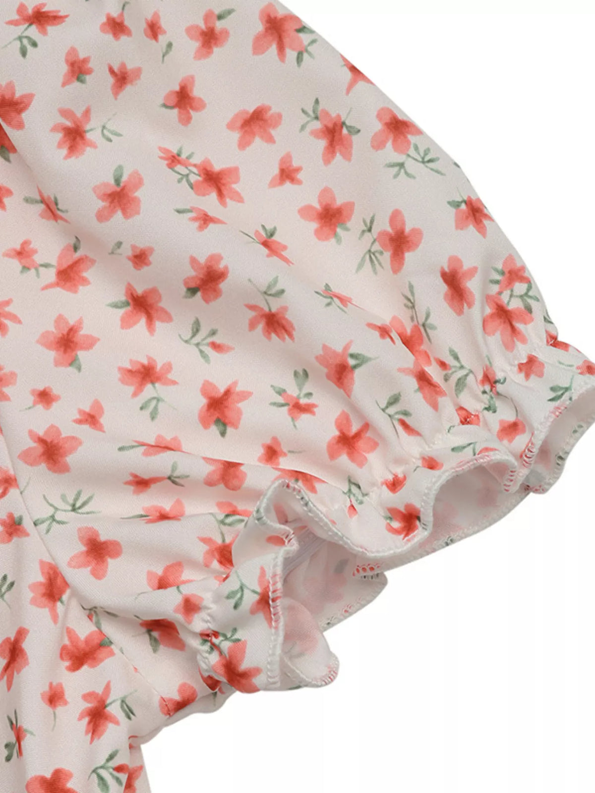 Floral print V-neck puff sleeve mini summer dress for women by Plush Fashion Hub, featuring vibrant floral patterns and lightweight fabric.