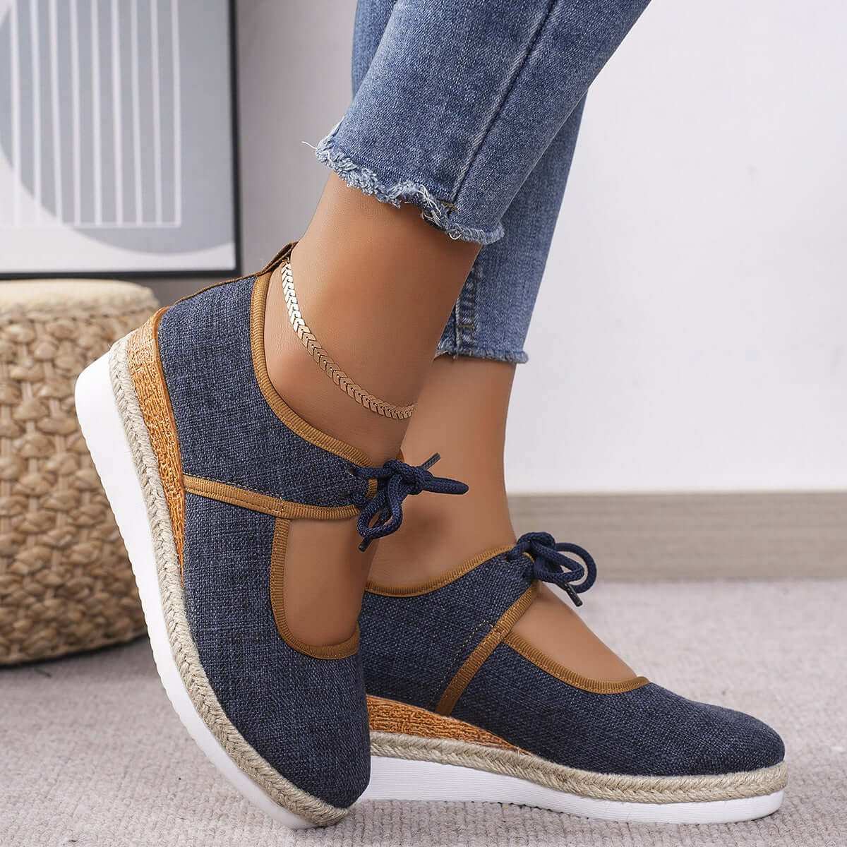 Tied Cutout Wedge Slip-Ons - Plush Fashion Shop #