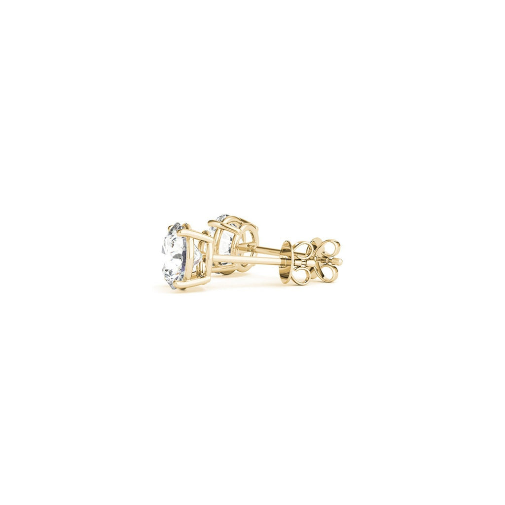 Certified IGI lab-grown round diamond stud earrings in 14k yellow gold with G/VS2 clarity, 1.5 cttw from Bids.com