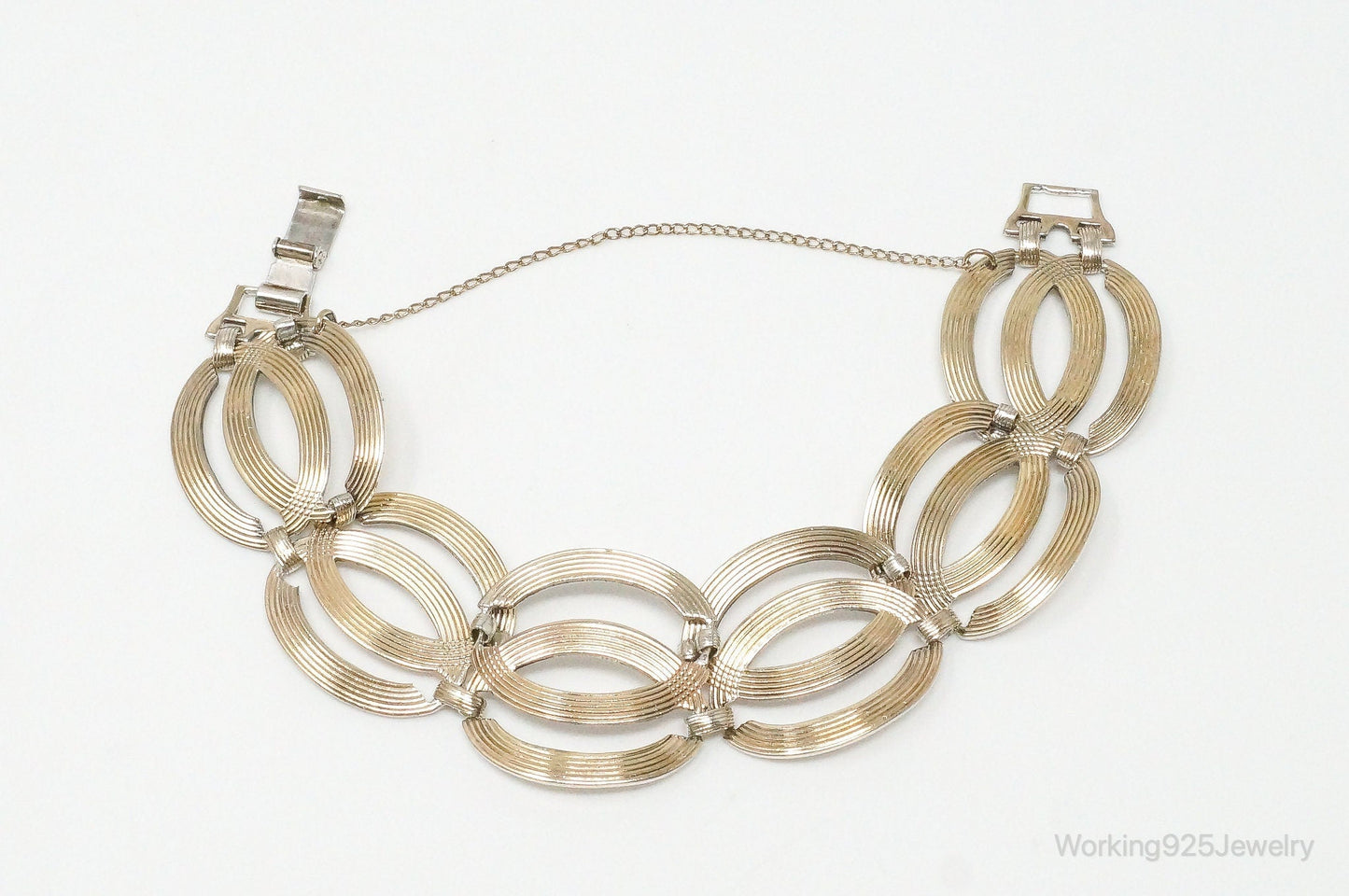 Vintage Designer Symmetalic 14K Gold Art Deco Sterling Silver Bracelet Working 925 Jewelry