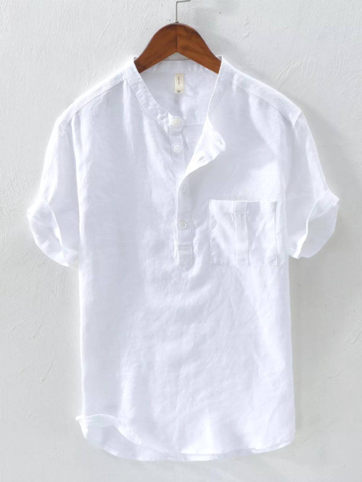 Men's short sleeve cotton blend casual button-down shirt with pocket by Plush Fashion Hub, shown in a relaxed fit.