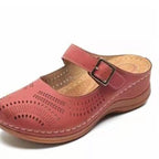 Women's large wedge heel vintage scrub air breathable sandals with open toe design and adjustable straps, by LadyShow.Store