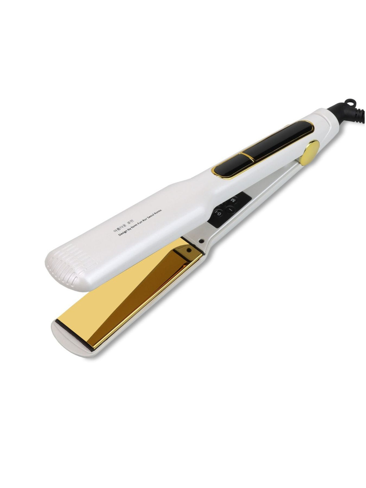 Plush Fashion Hub professional 2-in-1 hair straightener and curling iron with sleek design and digital temperature controls.