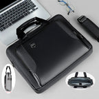 Pi-Mart men's briefcase made of shockproof PU leather, stylish laptop bag with handle and secure compartments.