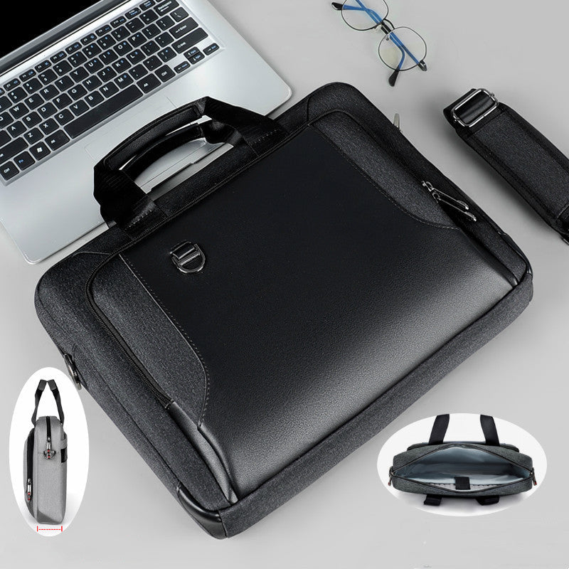 Pi-Mart men's briefcase made of shockproof PU leather, stylish laptop bag with handle and secure compartments.
