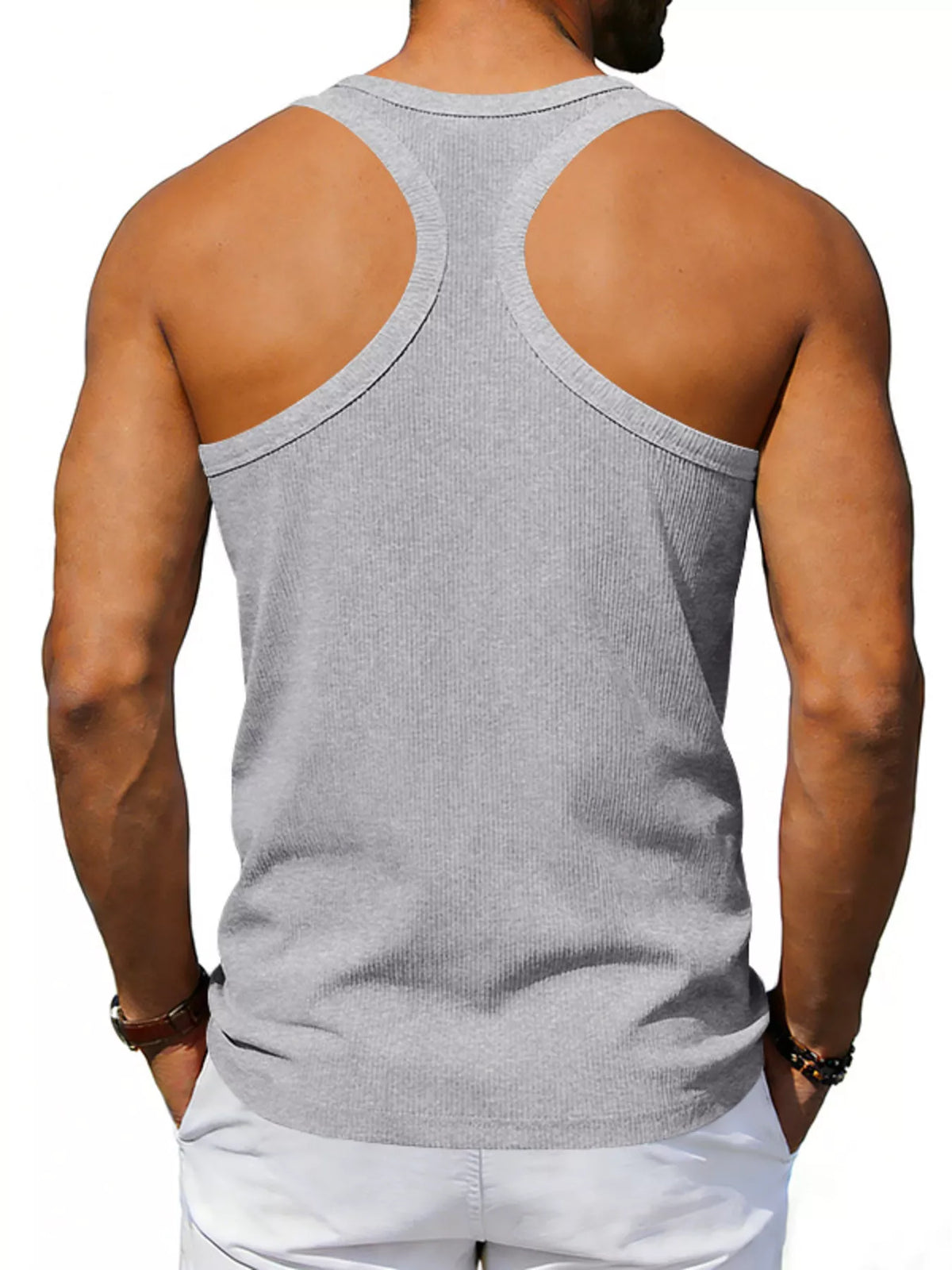 Men's plus size round neck tank top by Plush Fashion Hub, full-size sleeveless shirt, casual men's clothing, light and comfortable.