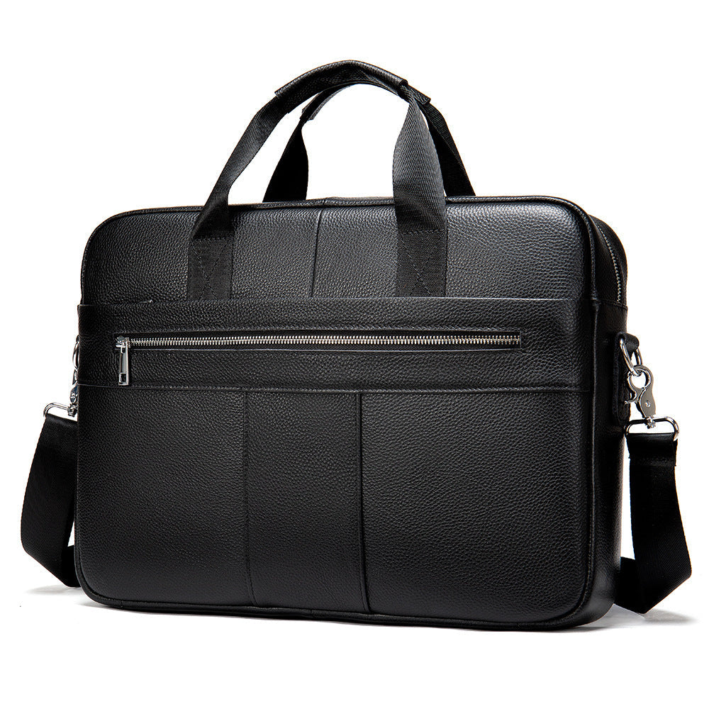 Pi-Mart leather retro casual briefcase with light finish, featuring a classic design suitable for business and casual use.