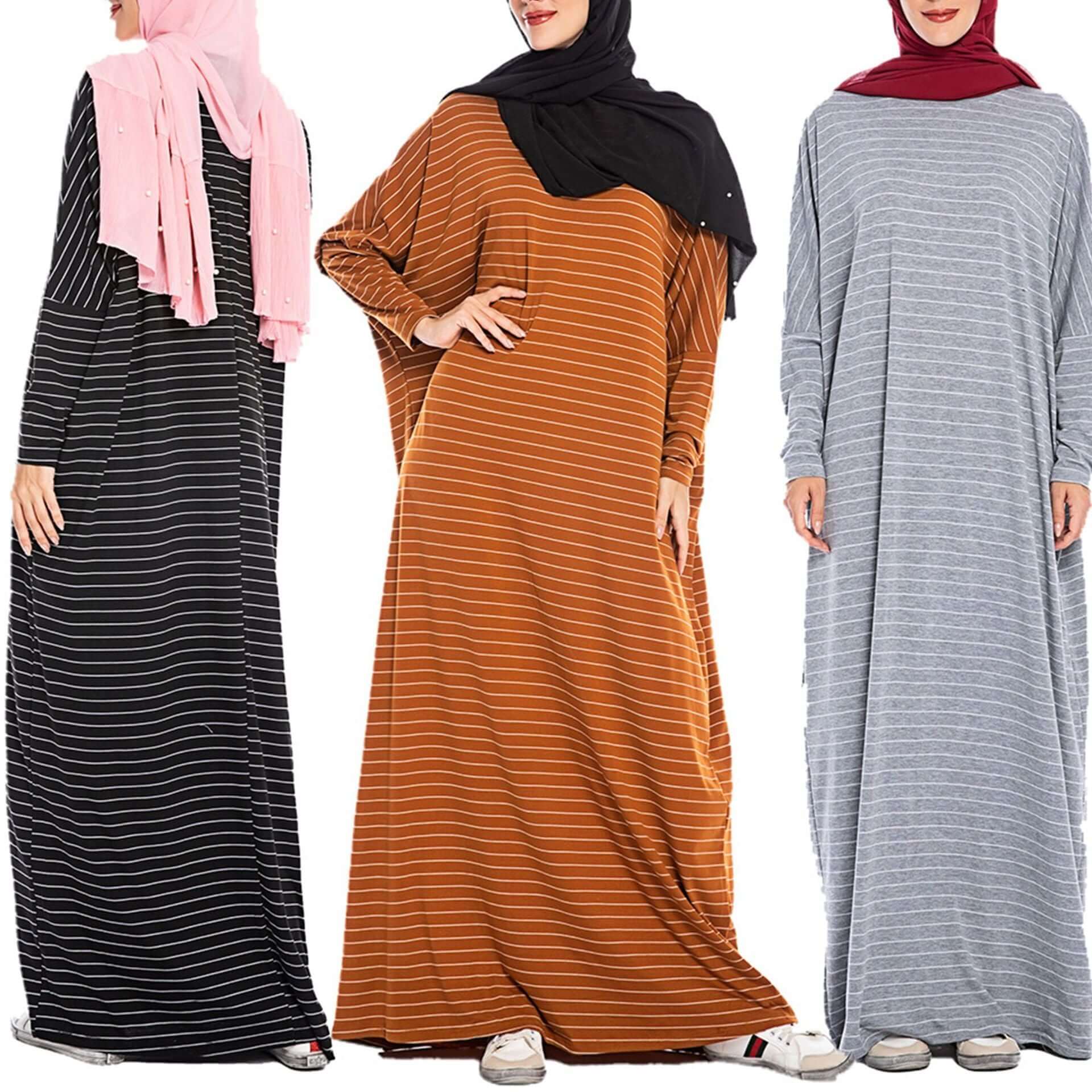 Large Women's Fashion Comfortable Bat Long Sleeve Stripe Casual Long DMake a statement with our Large Women's Fashion Comfortable Bat Long Sleeve Stripe Casual Long Dress! Made with soft cotton fabric and available in a variety of coloLong DressPlush Fashions ShopPlush Fashion Shop