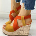 Fish-mouth European and American style high heel wedge sandals with sleeve design, by LadyShow.