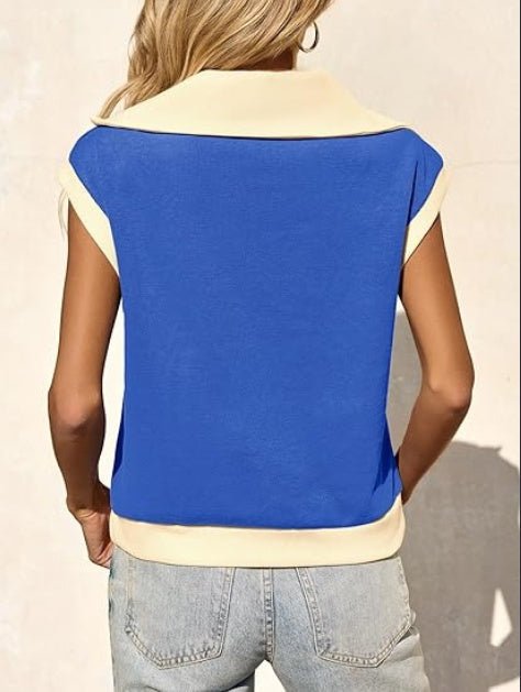 FitiqueFit Fisoew color-block half-zip polo sweatshirt, casualwear featuring a stylish color-block design and half-zip collar.