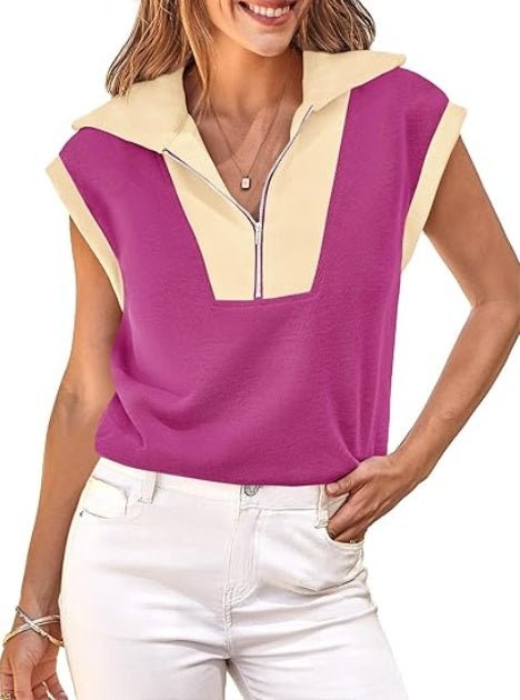 FitiqueFit Fisoew color-block half-zip polo sweatshirt in casualwear, featuring a stylish color-block design and half-zip collar.