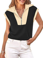 Fisoew Color-Block Half-Zip Polo Sweatshirt by FitiqueFit, casualwear with a color-block design and half-zip collar.