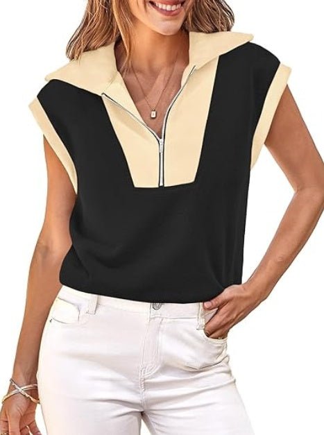 FitiqueFit Fisoew color-block half-zip polo sweatshirt showing a casualwear style with bold color blocking and a half-zip collar.
