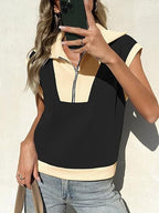 FitiqueFit Fisoew color-block half-zip polo sweatshirt, casualwear with a stylish design and comfortable fit.