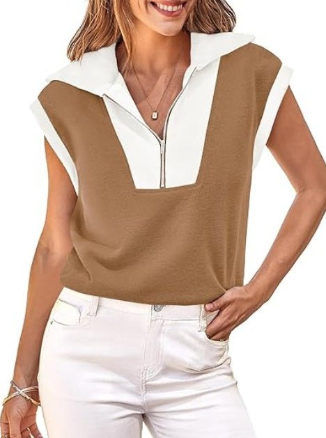 FitiqueFit Fisoew color-block half-zip polo sweatshirt in casualwear style, featuring a modern color-block design and half-zip collar.