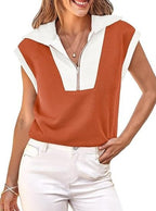 Fisoew Color-Block Half-Zip Polo Sweatshirt by FitiqueFit, casualwear with a color-block design and half-zip collar.