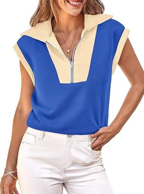 FitiqueFit Fisoew color-block half-zip polo sweatshirt in casualwear style, featuring a multi-color design and half-zip collar.