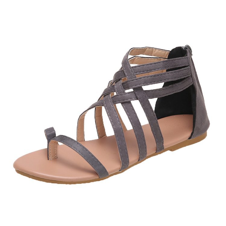 Flat cross-strap flip-flops by LadyShow.Store, European and American Roman-style sandals with comfortable flat design.