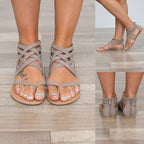 Flat cross-strap Roman flip-flops by LadyShow.Store, stylish European and American-inspired sandals for casual summer wear.