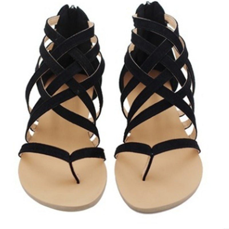 Flat cross-strap Roman flip-flops by LadyShow.Store featuring stylish European and American-inspired design.