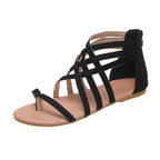 LadyShow flat flip-flops with cross straps, European and American Roman sandal style, featuring a sleek, comfortable design.