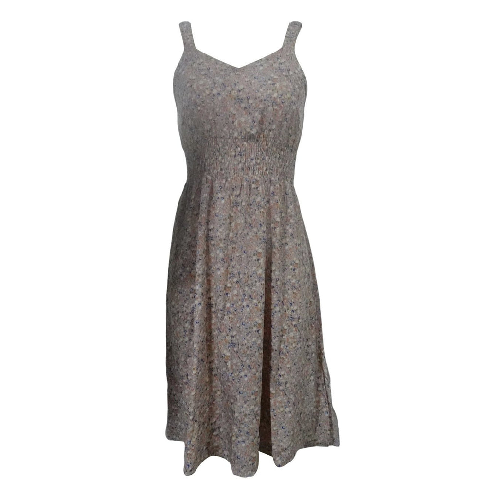 Floral backless A-line dress for women by FitiqueFit, casualwear with a flowy silhouette and vibrant floral pattern.