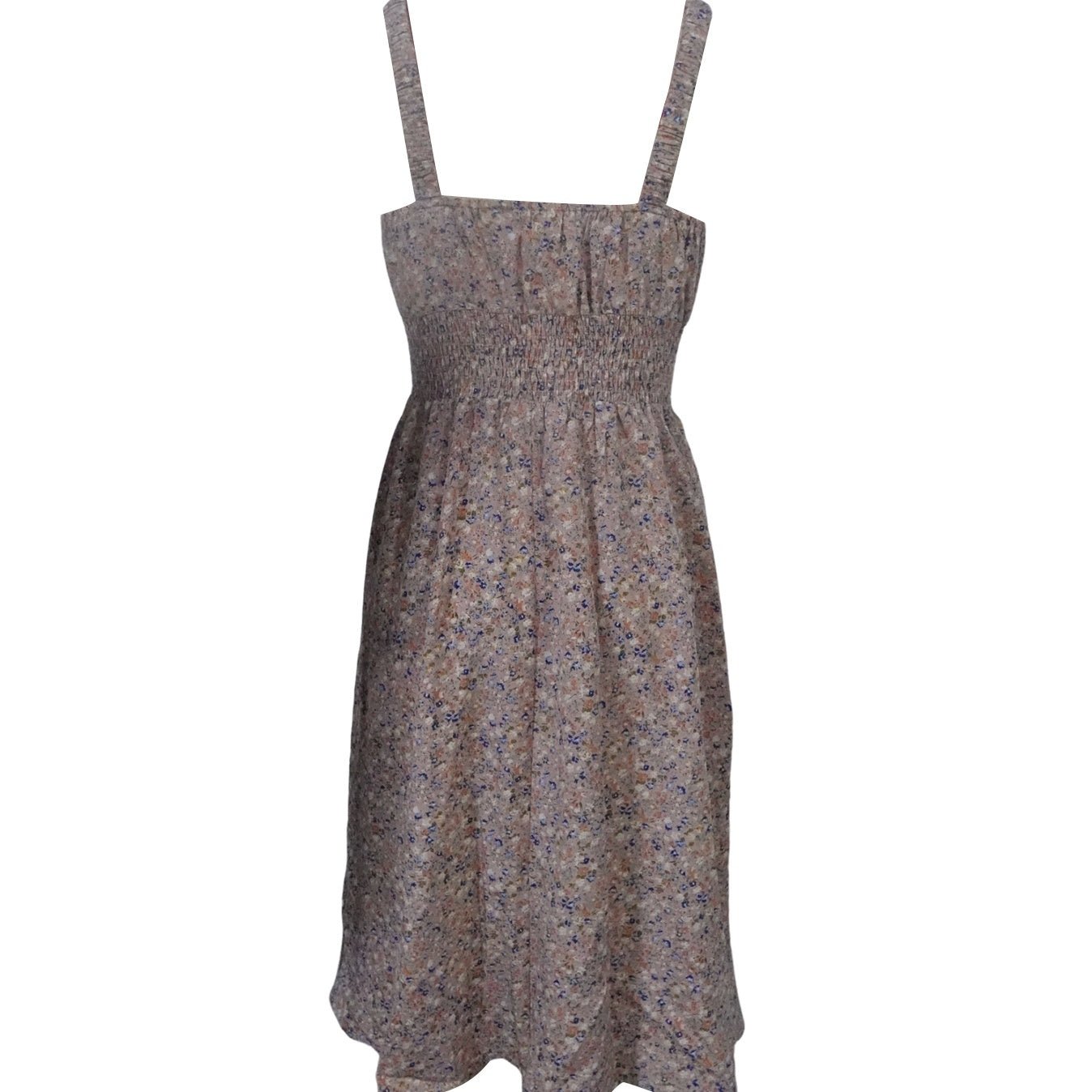 Floral backless A-line dress for women by FitiqueFit, featuring a casual style with a flowy silhouette and vibrant floral pattern.