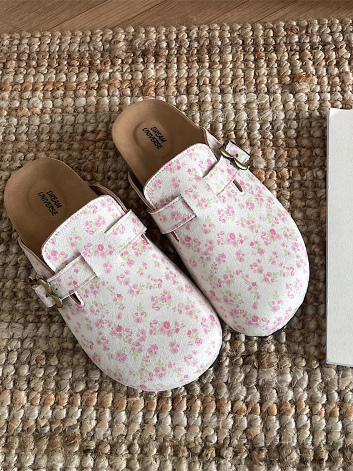 Women's floral print round toe slip-on casual walking flats by Plush Fashion Hub displayed on a neutral background.