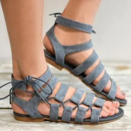 Plus size European style gladiator sandals for women with multiple straps and open toe design from Trendy Attic Store01.