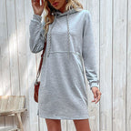 Striped patchwork hoodie skirt dress for women by Foreign Trade, featuring a stylish, casual design with comfortable fabric.
