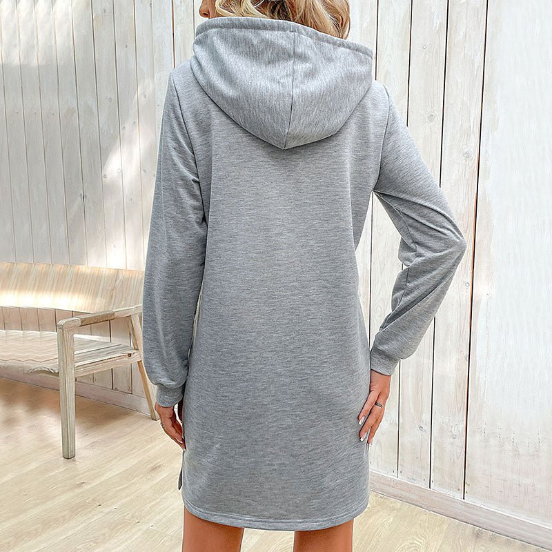 Striped patchwork hoodie skirt dress for women by LadyShow.Store, featuring casual style and vibrant multicolor design.