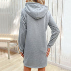 Striped patchwork hoodie skirt dress for women by LadyShow.Store, featuring casual style and vibrant multicolor design.