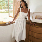 French Retro Square Collar Sling Dress by FitiqueFit, casualwear with a vintage-inspired square neckline and stylish sling design.