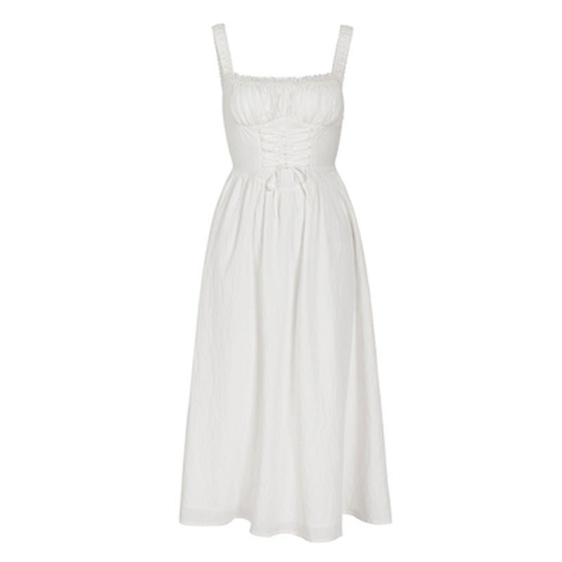 French Retro Square Collar Sling Dress by FitiqueFit, casualwear with a stylish square neckline and vintage-inspired design.