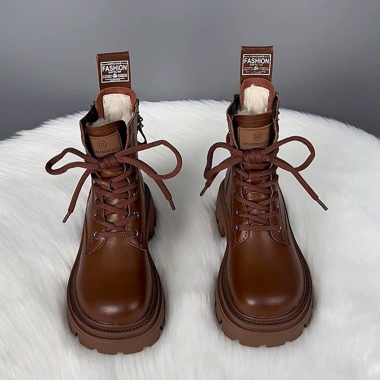 FitiqueFit fur-integrated winter boots with thick soles, featuring plush fur lining and sturdy footwear design for cold weather.
