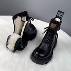 FitiqueFit fur-integrated winter boots with thick soles, showcasing cozy fur lining and durable footwear design.