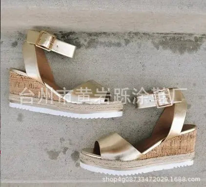 Korean style women’s summer casual wedge peep-toe heels sandal with open toe and chunky heel, trendy and comfortable for warm weather