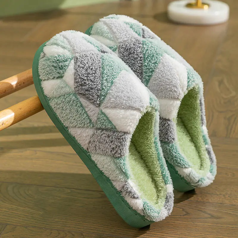 Women plush slippers with thick soft soles, perfect for autumn and winter, featuring cozy, warm design from Trendy Attic Store01.