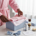 Luxurious Lotus Linen men's waffle piping robe, soft and cozy, perfect gift for dad, with a stylish piping design.